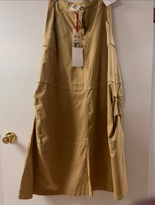 Semicouture Camel Maxi Denim Cargo Skirt