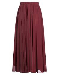 Alysi Burgundy Maxi Pleated Skirt