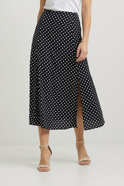 Joseph Ribkoff Navy Doted Midi Skirt