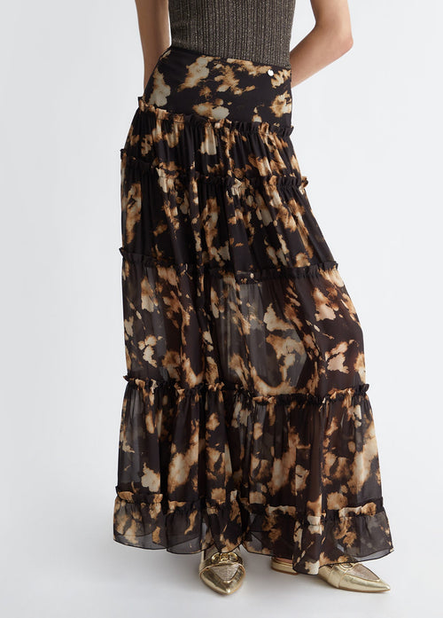 Jiu Jo Black Abstract Maxi Skirt
