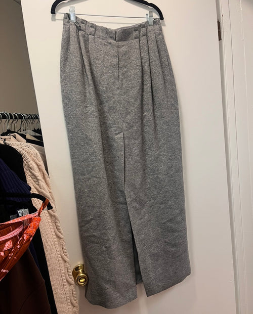 Emporio Armani Icon Grey Slitted Knit Maxi Pencil Skirt
