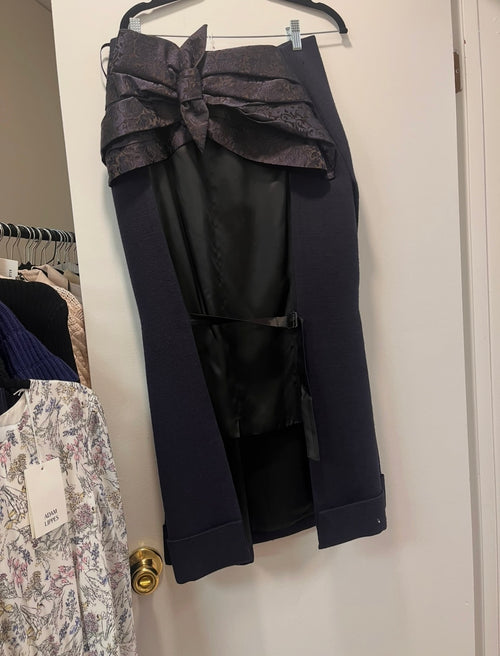 Prada Navy Midi With A Bow Pencil Skirt