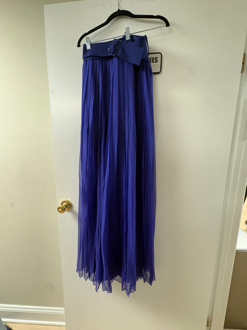 Alberta Ferretti Royal Blue Pleated Maxi Skirt