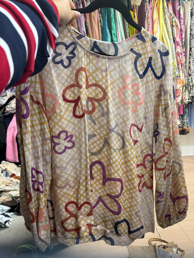 Alessia Santi Embellished Printed Blouse in Beige