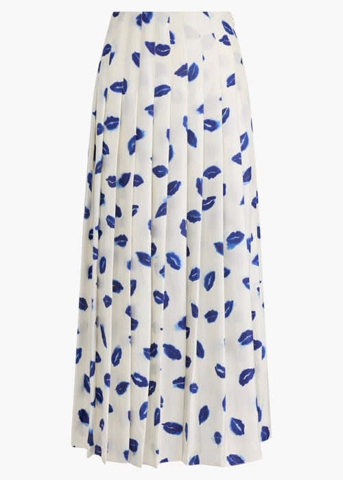 Altuzarra Lip Print Pleated Midi Skirt