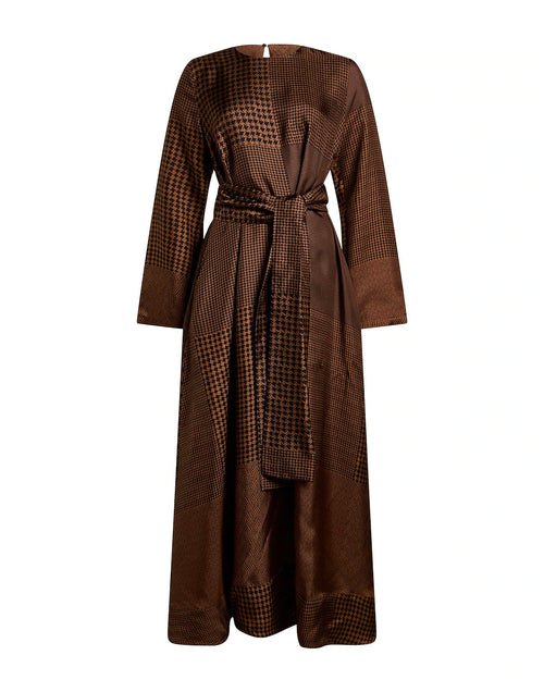 Co.Go Silk Patchwork Maxi Dress in Brown