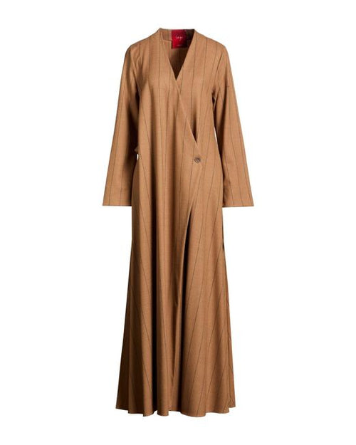 Co.Go Tan Striped Maxi Long Sleeve Dress