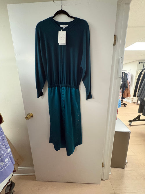 Derek Lam Long Sleeve Cinched Waist Dress in Teal