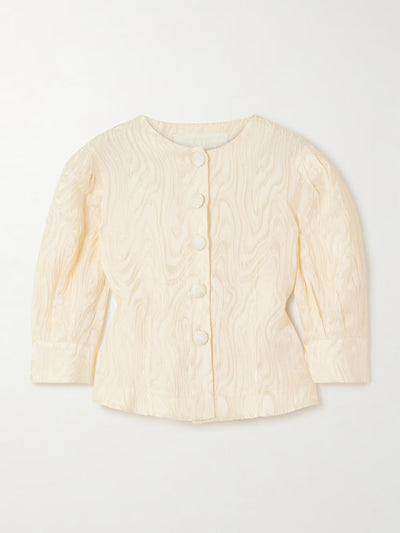 Destree Jacquard Buttoned Coupe Jacket in Ivory