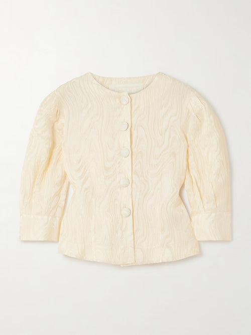 Destree Jacquard Buttoned Coupe Jacket in Ivory