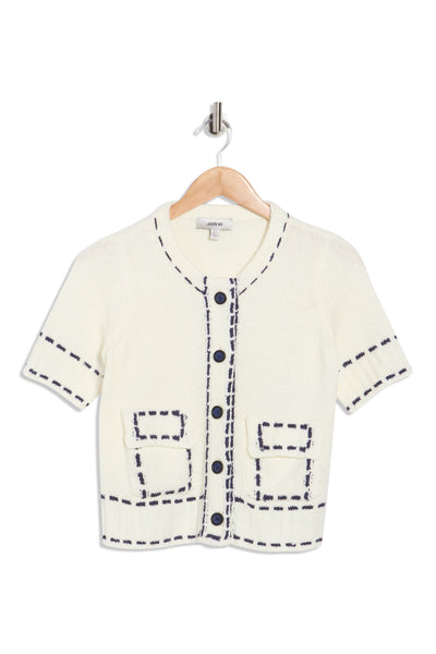 Jason Wu Stitch Detail Short Sleeve Sweater