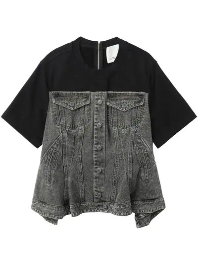 3.1 Phillip Lim Flounce Denim Top in Grey