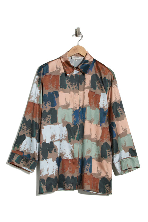 Lafayette 48 New York Oversized Silk Button-Up Shirt
