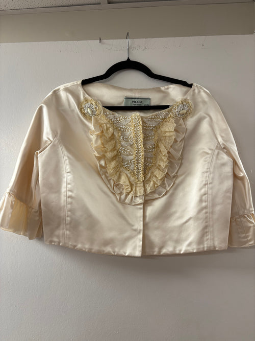 Prada Silk Satin Crop Blouse