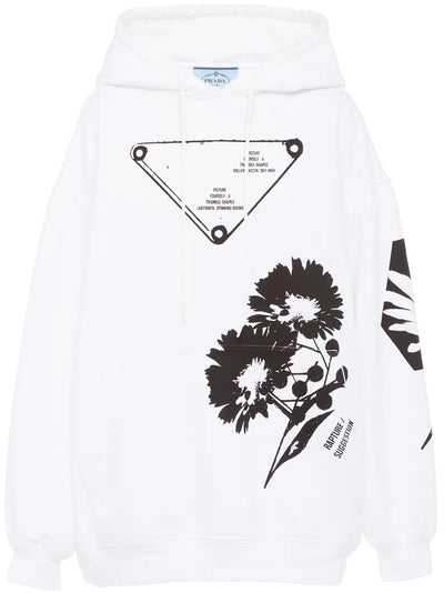 Prada Graphic-Print Drawstring Hoodie