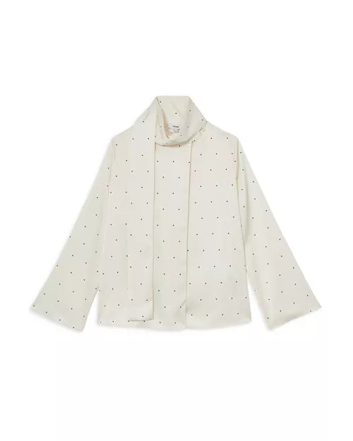 Reiss Satin Polka Dot Tie Neck Blouse