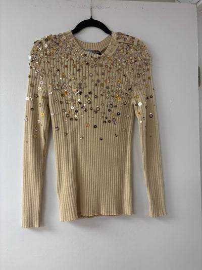 Prada Sequin Embellished Ribbed Sweater