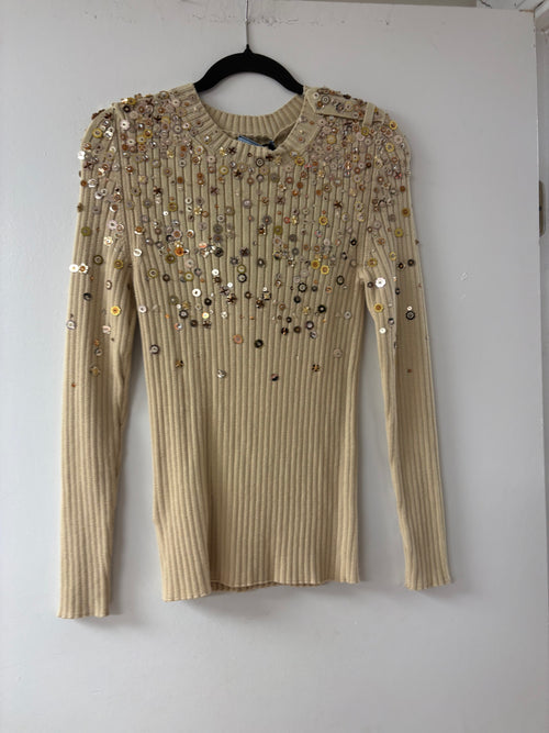 Prada Sequin Embellished Ribbed Sweater