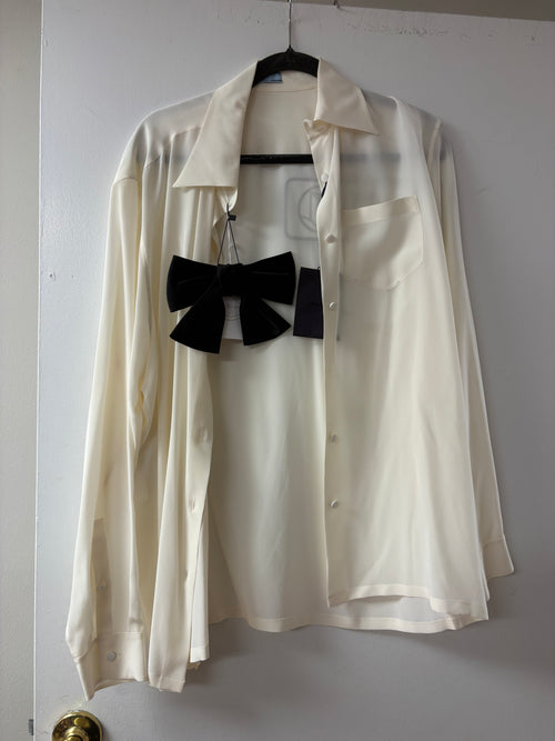 Prada Silk Bow-Tie Shirt