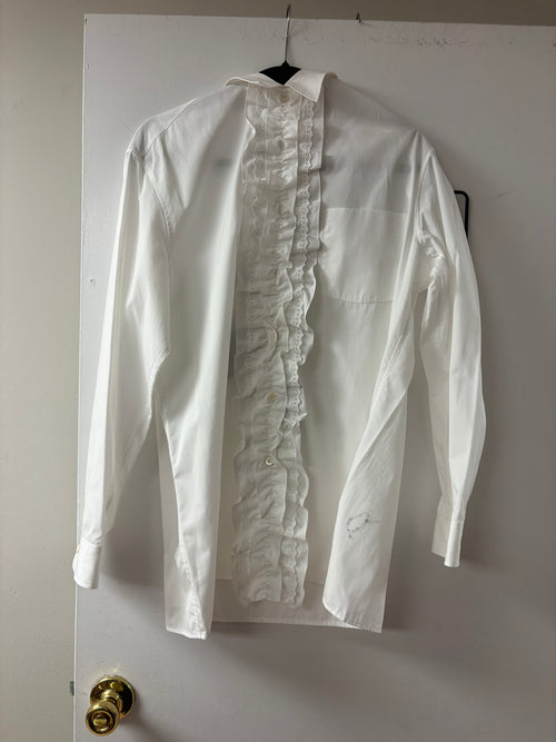 Prada Classic White Cotton Ruffled Shirt