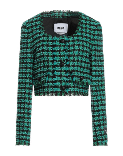 MSGM Green and Black Tweed Jacket
