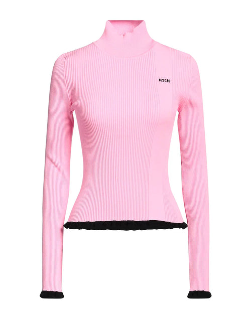 MSGM Turtleneck Pink Ribbed Sweater