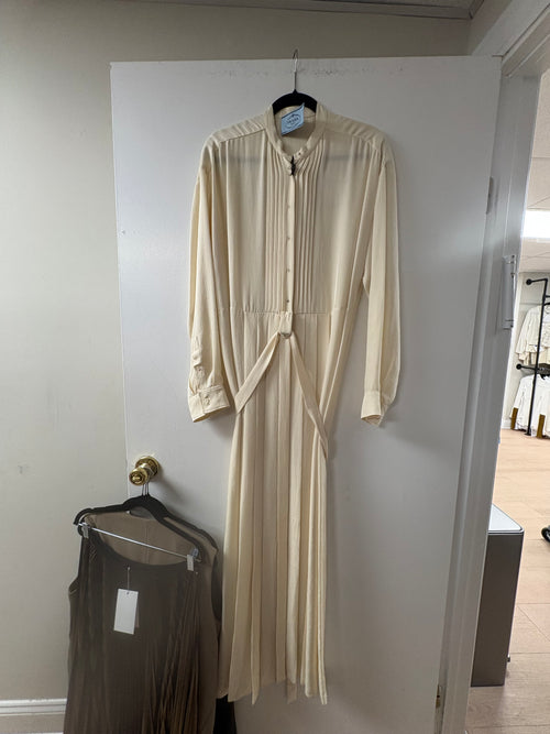 Prada Cream Long-Sleeve Midi Dress