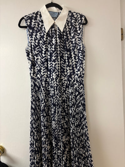 Prada Geometric-Print Sleeveless Midi Dress