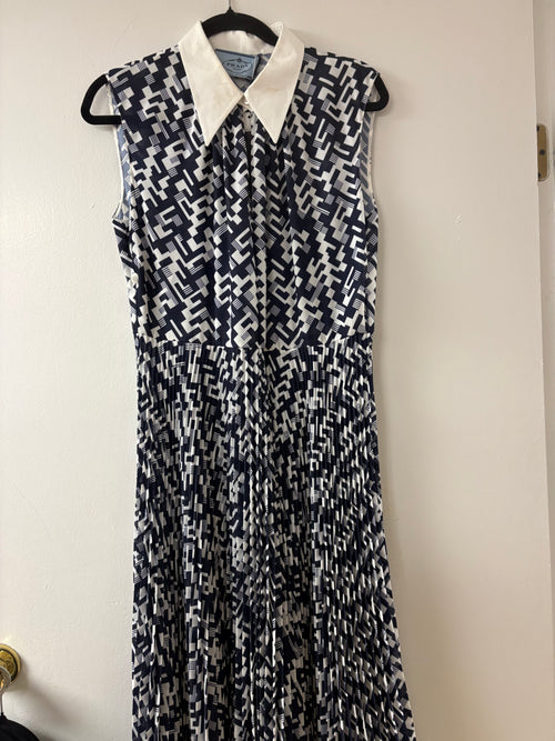 Prada Geometric-Print Sleeveless Midi Dress