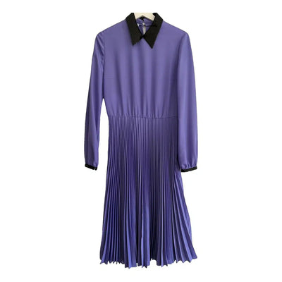 Prada Purple Silk Pleated Midi Dress