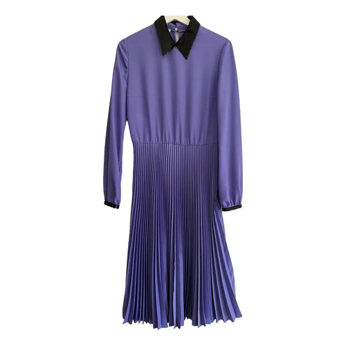 Prada Purple Silk Pleated Midi Dress