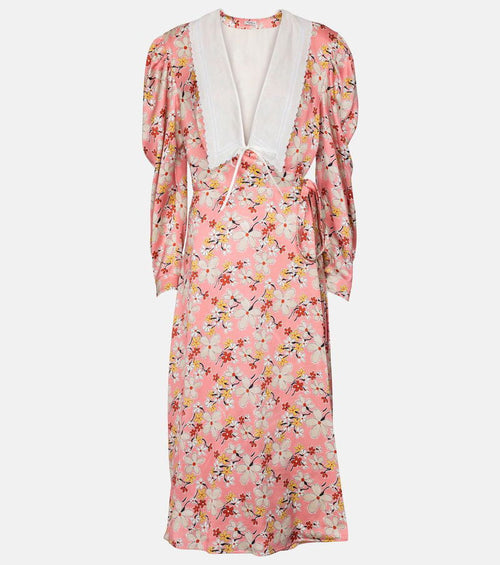 Miu Miu Floral Satin Sable Midi Dress
