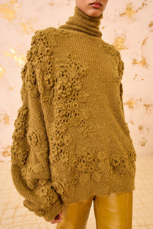 Ulla Johnson Lelou Crochet Knit Turtleneck