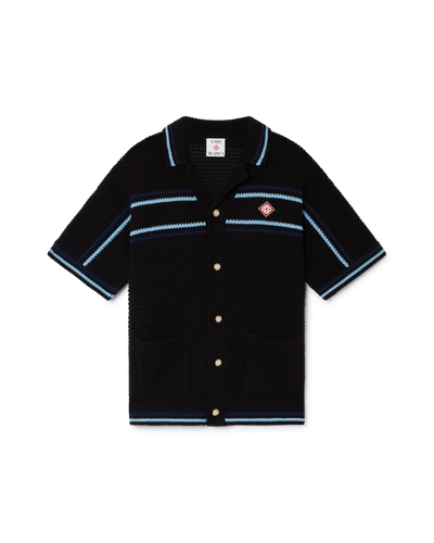 Casa Blanca Tennis Cotton Crochet Short Sleeve Shirt