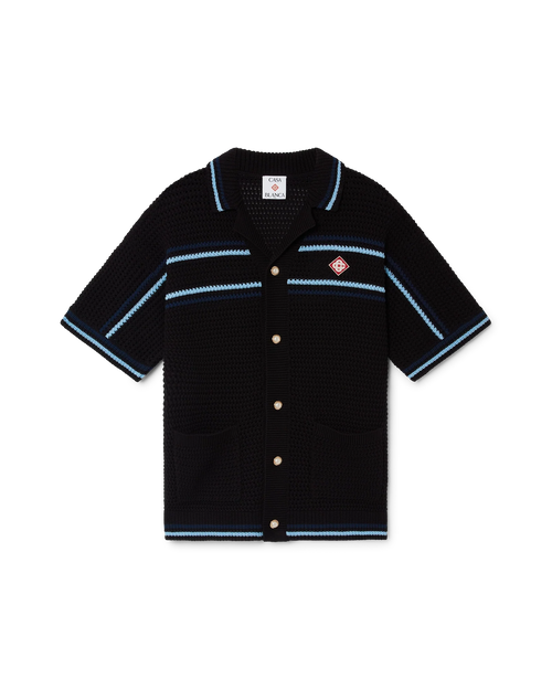 Casa Blanca Tennis Cotton Crochet Short Sleeve Shirt