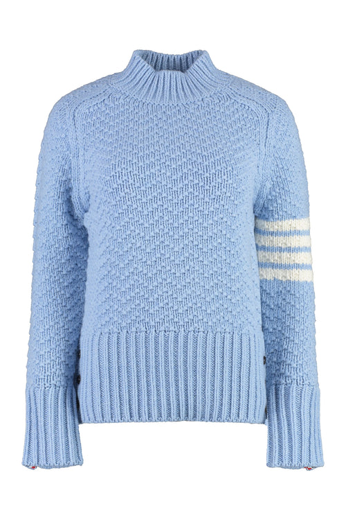 Thom Browne Light Blue Wool Turtleneck Sweater