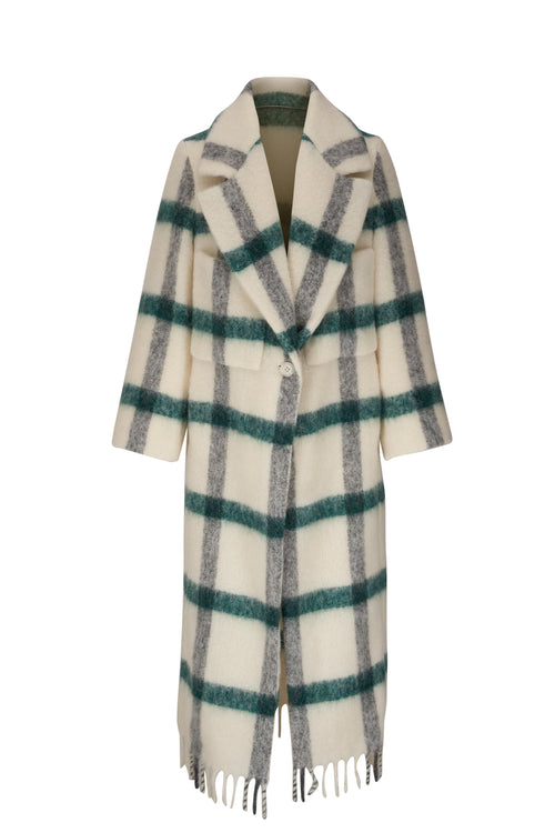 Dorothee Schumacher Checked Softness Green Cream Check Coat