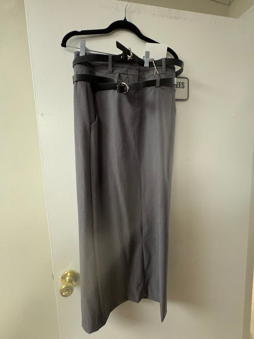 Dixie Dark Gray Belted Midi Skirt