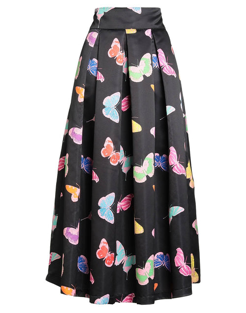 5 Progress Butterfly Print Pleated High Waist Midi Skirt