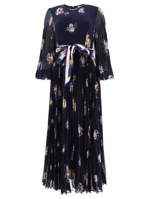 Zimmermann Elka Floral Navy Sunray Long Sleeve Midi Dress