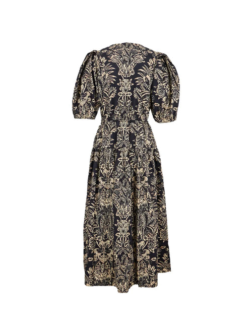 Ulla Johnson Harriet Floral Poplin Puff-Sleeve Midi Dress