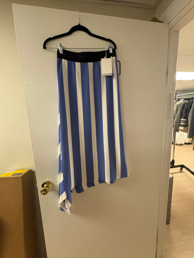 Liviana Conti Blue and White Striped Knit Midi Skirt
