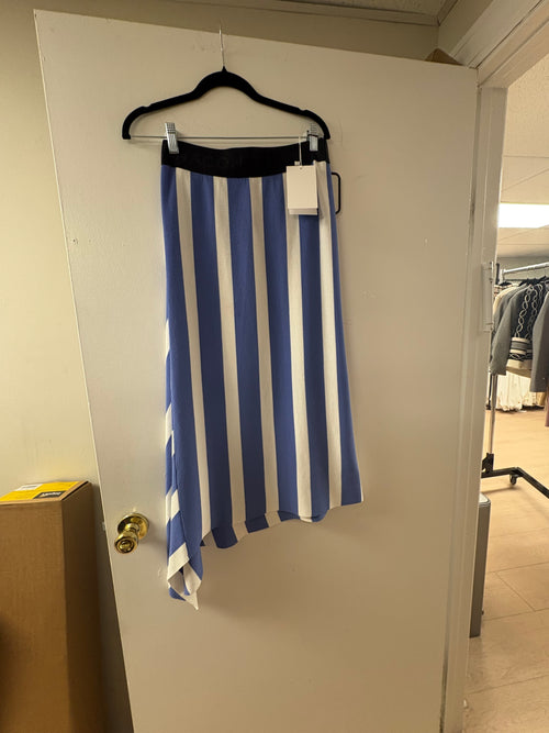 Liviana Conti Blue and White Striped Knit Midi Skirt