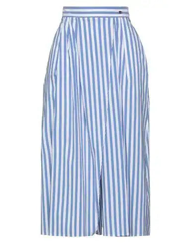Elisabetta Franchi Pinstriped Midi Skirt in Blue and white