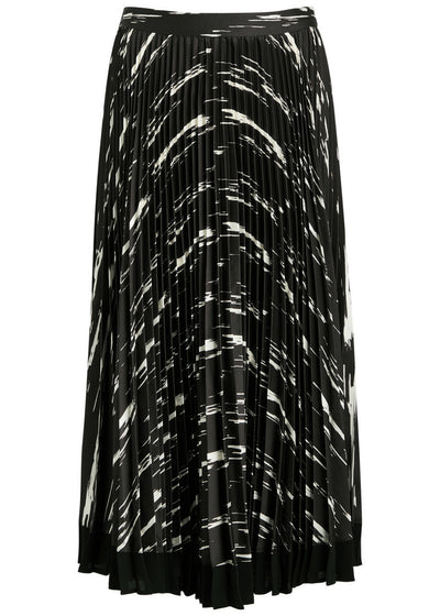 Phillip Lim Pleated Abstract Midi Skirt in Black