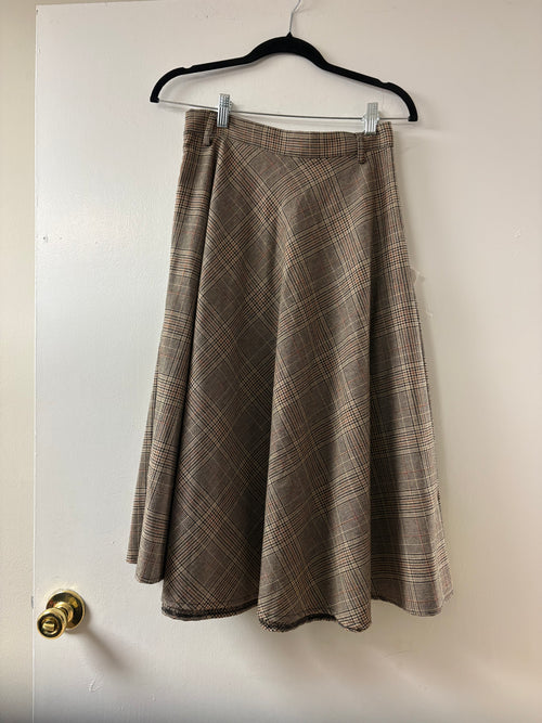 Dixie Brown Plaid Knee Length Skirt