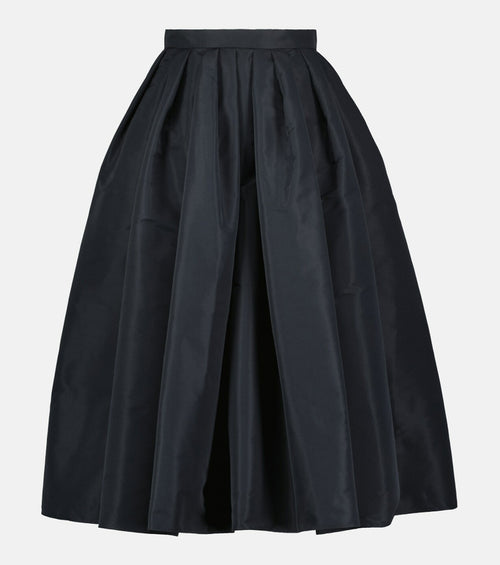Alexander Mcqueen Pleated Polyfaile Midi Skirt in Black