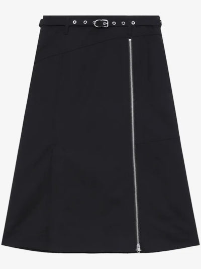 Phillip Lim Zip-Front A-line Skirt with buckle belt in Black