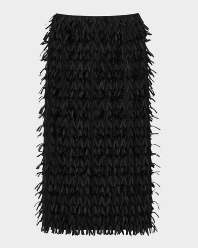 Lafayette Ribbon Fringe Straight Midi Skirt