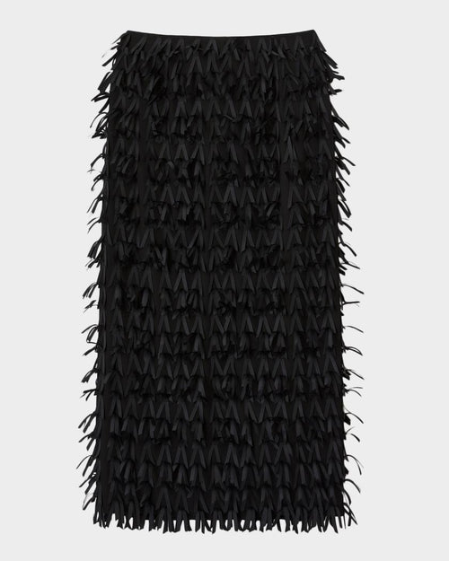 Lafayette Ribbon Fringe Straight Midi Skirt